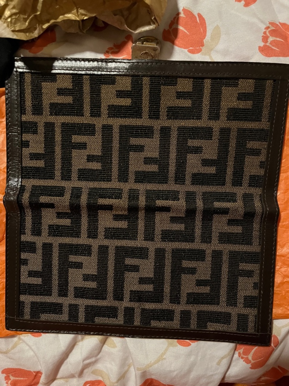 Fendi FF Jacquard Continental Wallet in Brown and Black with Gold Hardware - Picture 3 of 6